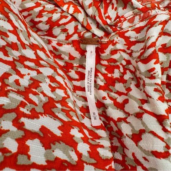 Free People French Quarter Animal Print Ruffle Wrap Boho Mini Dress Orange Tan M - Picture 2 of 11